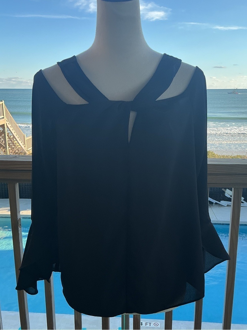 H by Halston Cold Shoulder Elegant Blouse
